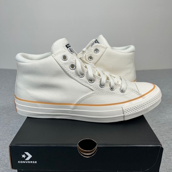 Converse Malden Street Mid Top Shoes Men 9 Egret Gum Vintage White Sneakers - Picture 3 of 6